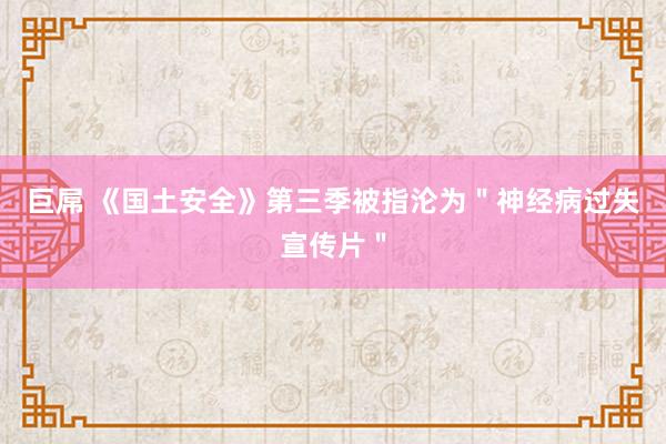 巨屌 《国土安全》第三季被指沦为＂神经病过失宣传片＂