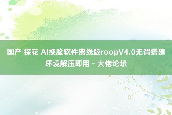 国产 探花 AI换脸软件离线版roopV4.0无谓搭建环境解压即用 - 大佬论坛